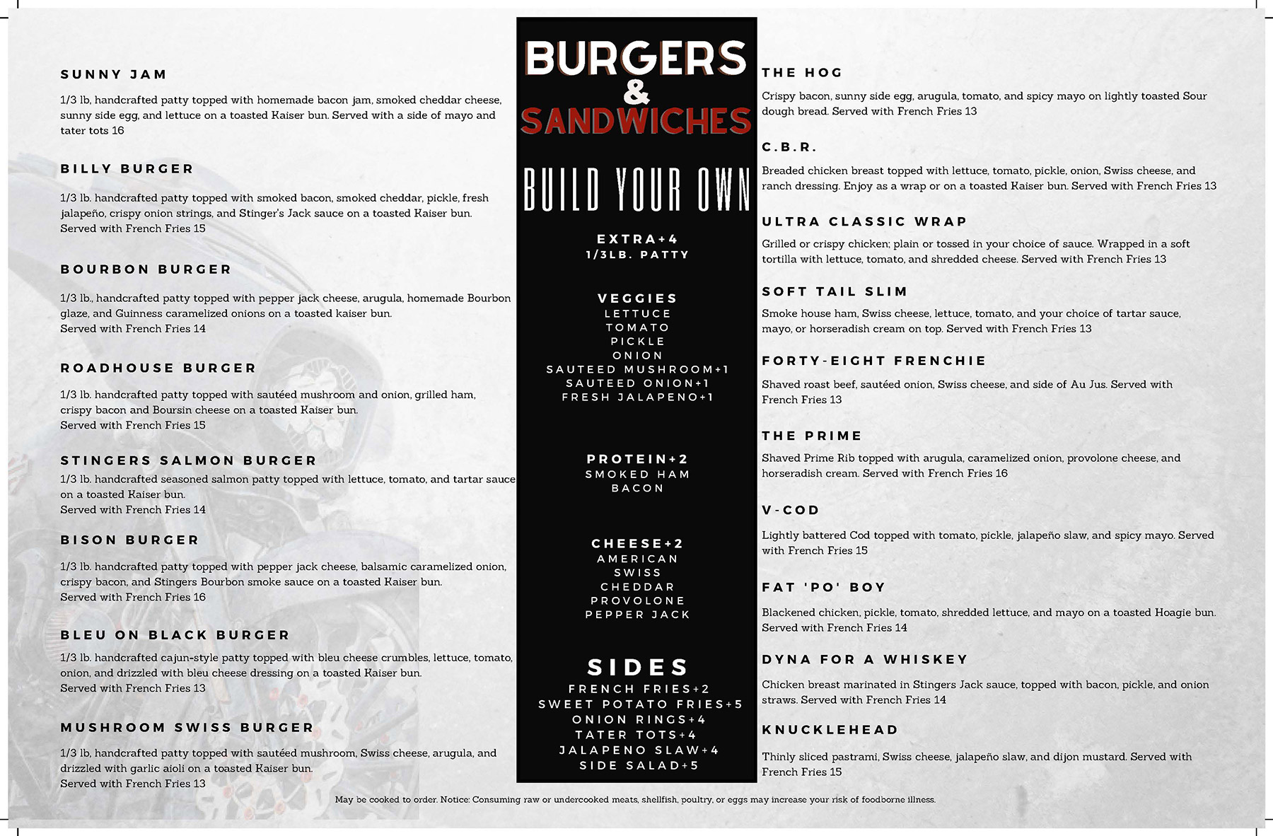 Our Menu - Stingers Bar and Grill